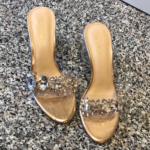 Vigo Fiore Shoes - Rose gold clear mule